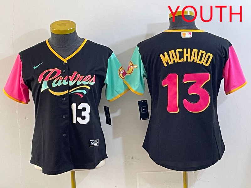 Youth San Diego Padres #13 Machado Black City Edition 2025 Nike MLB Jersey style 4->los angeles dodgers->MLB Jersey